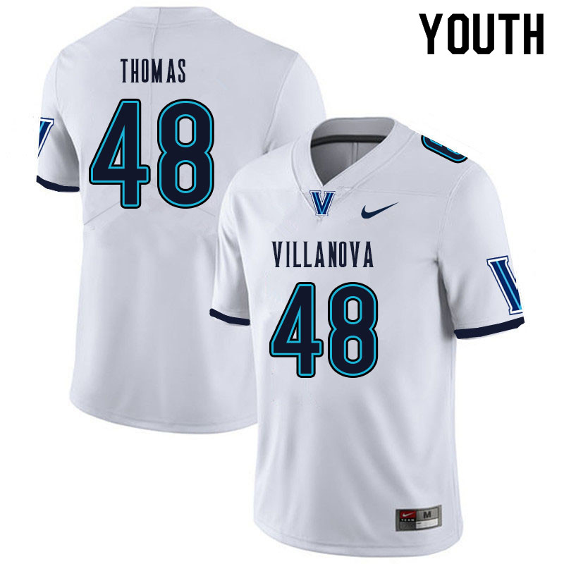 Youth #48 Owen Thomas Villanova Wildcats College Football Jerseys Sale-White - Click Image to Close